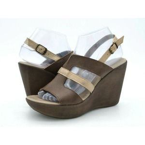 Matisse Sandals Womens 8.5 Brown Leather Platform Wedge Slingback EUR 39